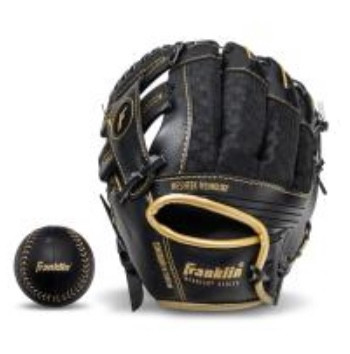 New MESH TEK T-BALL FIELDER’S GLOVE W/BALL BLACK/GOLD RH  11750-FRA22808R