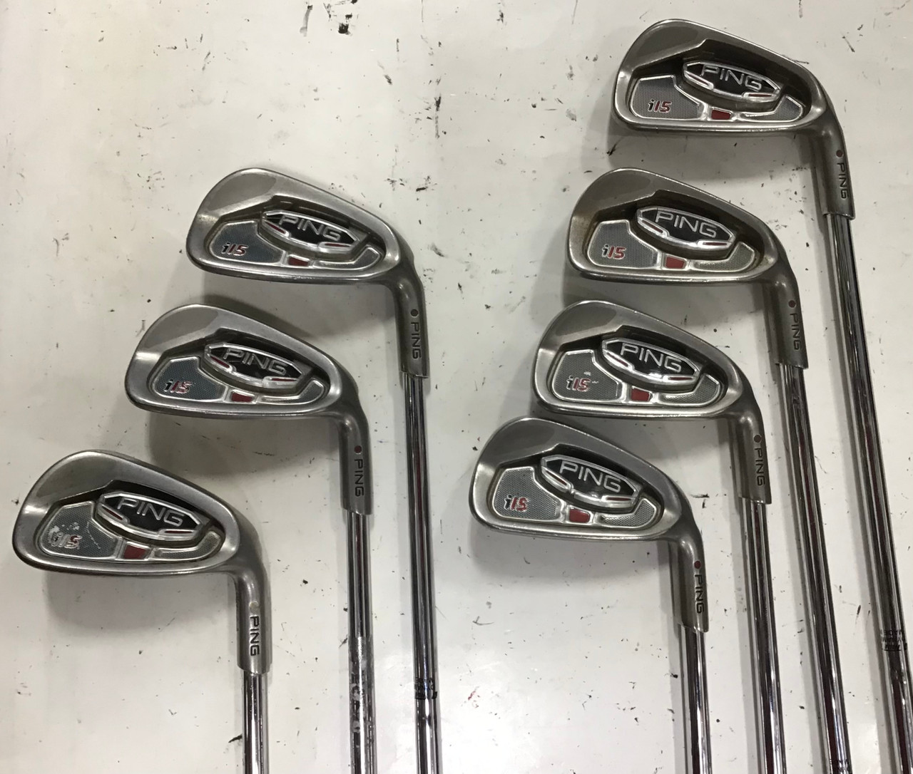Used Ping I15 Maroon DOT Mens Iron Set RH 4I-PW display picture 1