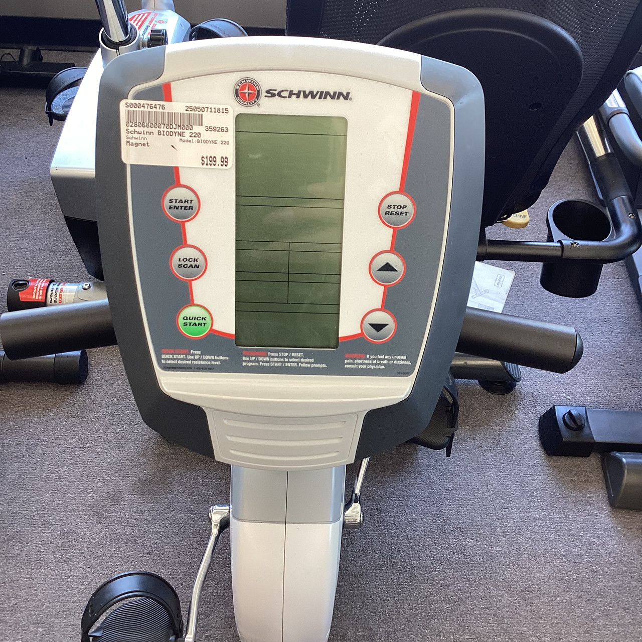 Used Schwinn BIODYNE 220 Recumbent Bike 11815-S000476476