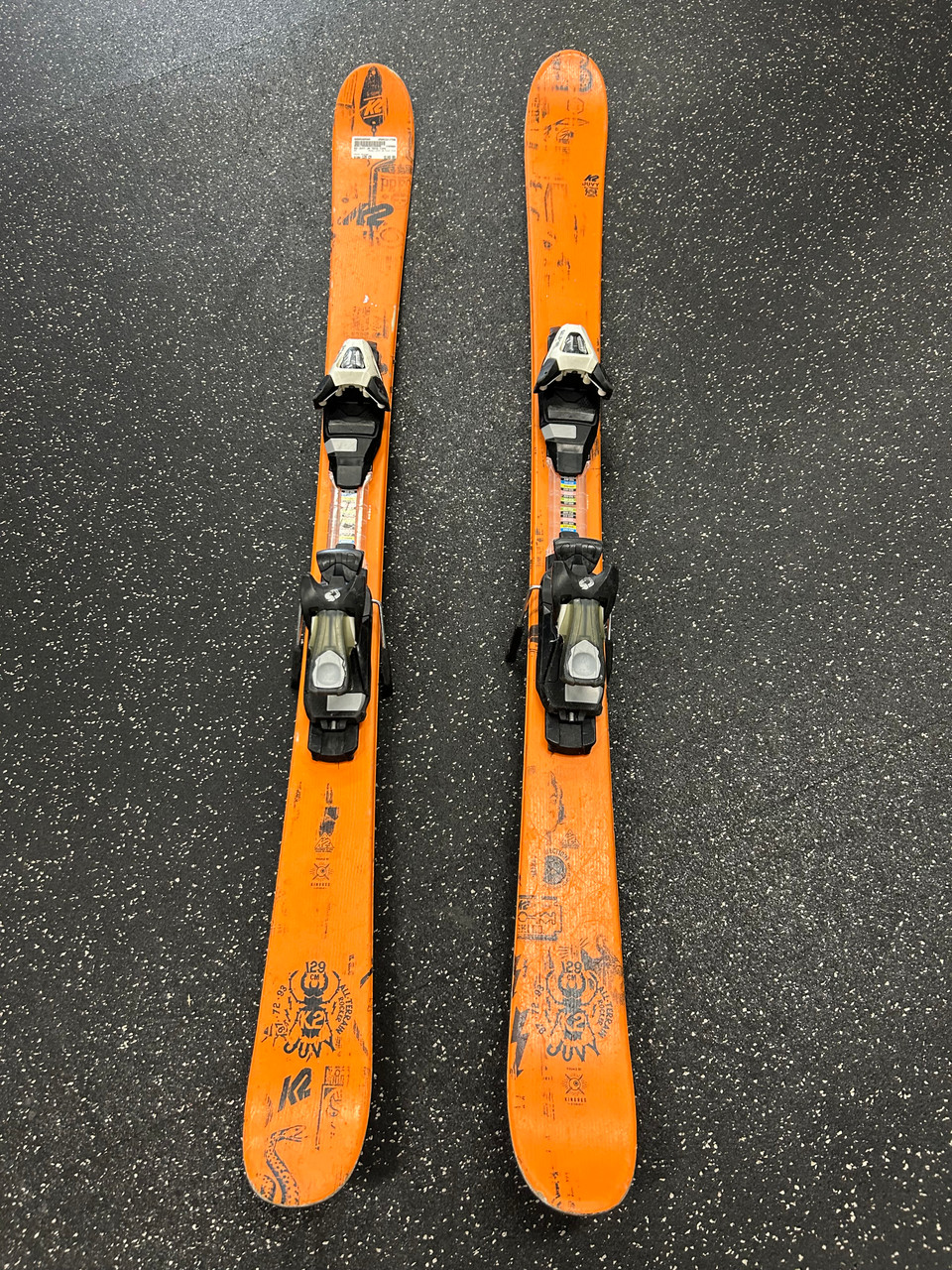 Used K2 JUVY JR TWIN TIPS Boys DH Ski/Binding Orange 129 cm