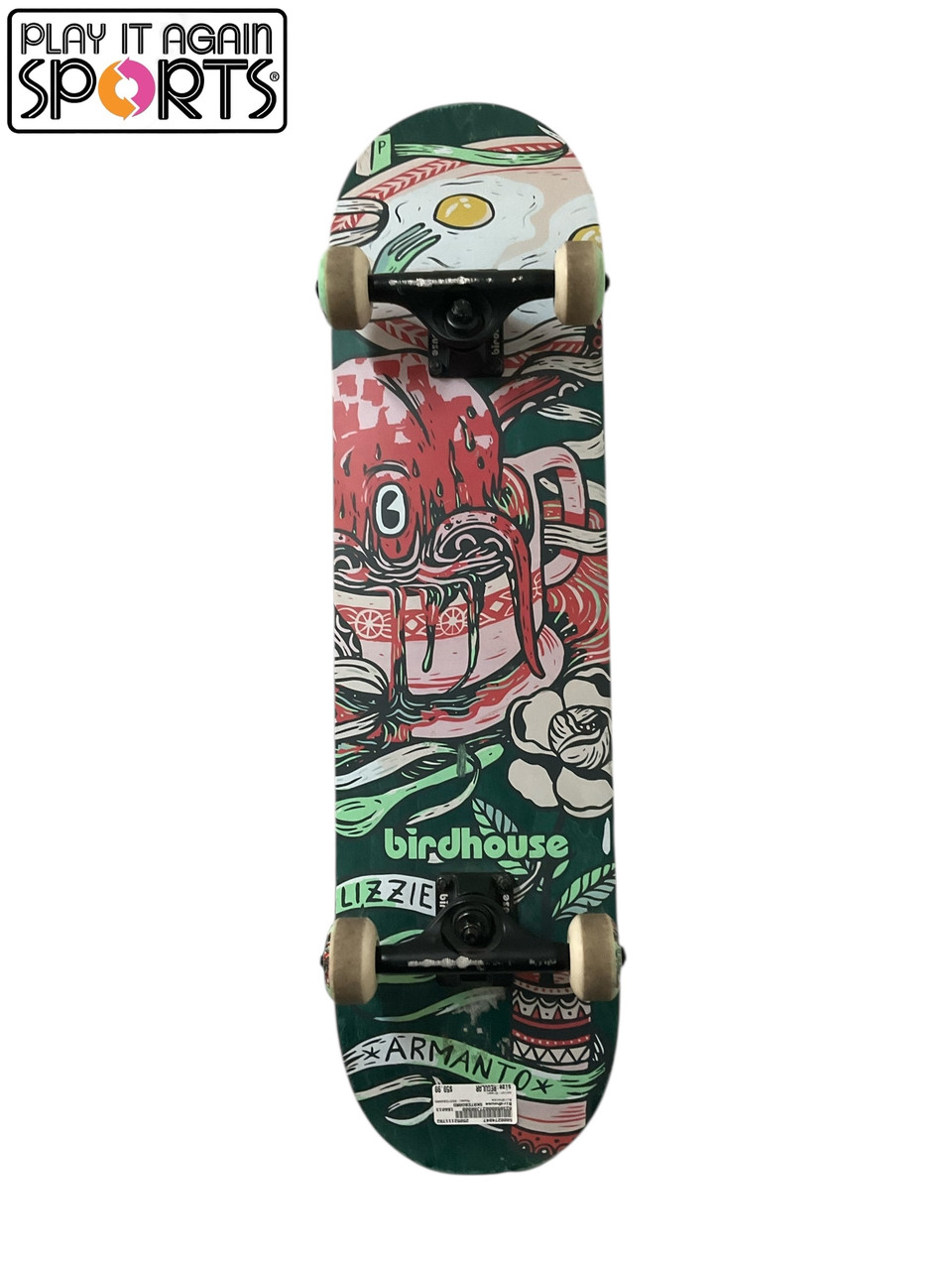 Used Birdhouse SKATEBOARD Complete Skateboard Green Regular