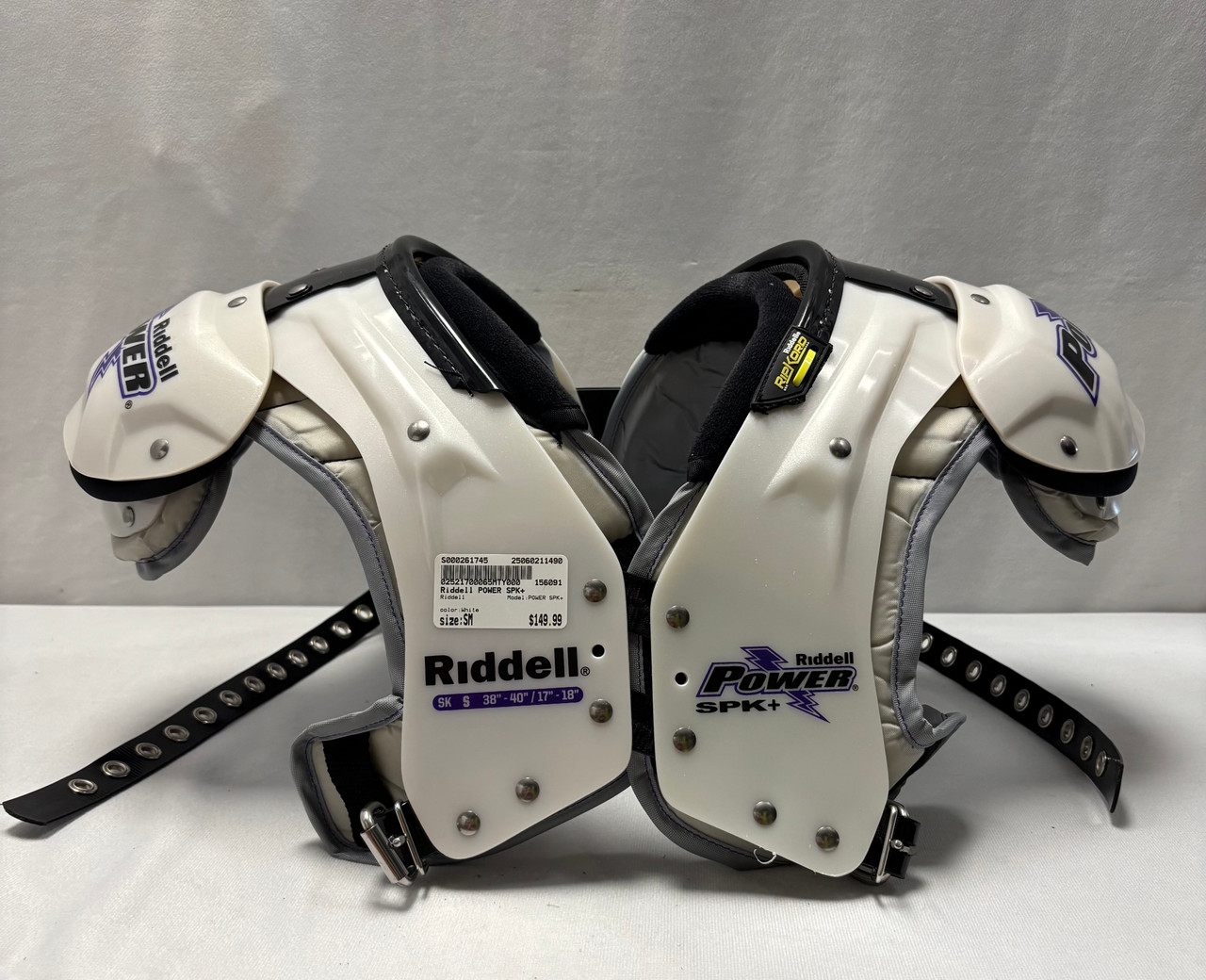 Used Riddell POWER SPK+ FB Shoulder Pads White SM