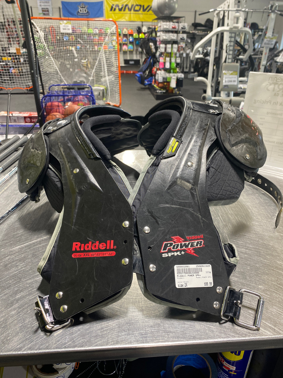 Used Riddell POWER SPK+ FB Shoulder Pads Black 2X