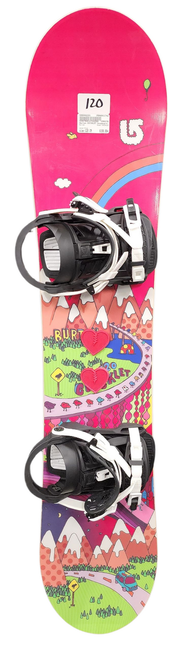 Used Burton Chicklet Girls Snowboard Pink 120 cm with Nidecker