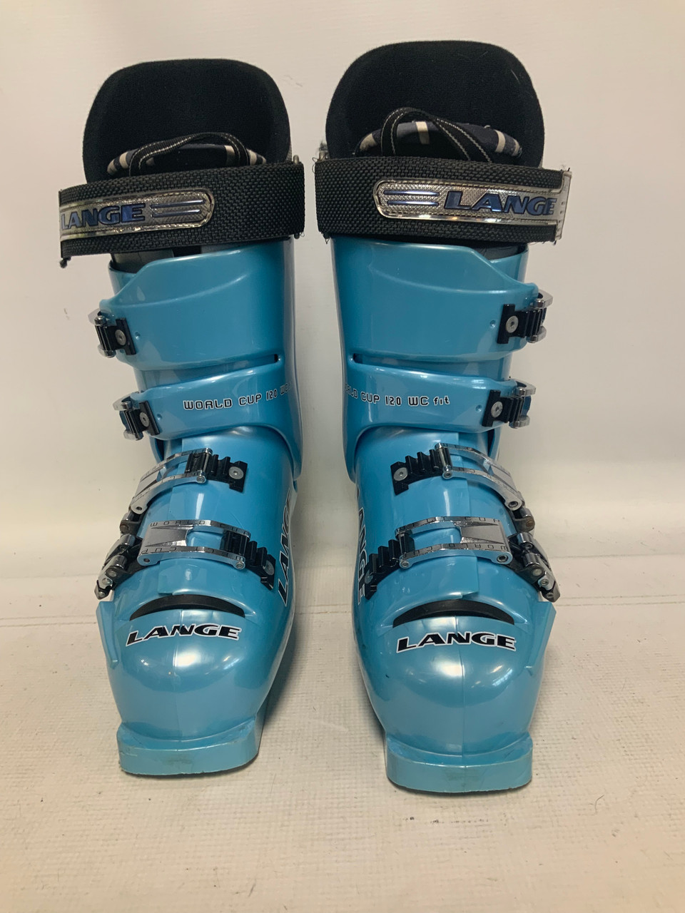 Used Lange WORLD CUP 120 WC FIT Mens DH Ski Boot Carolina Blue 270