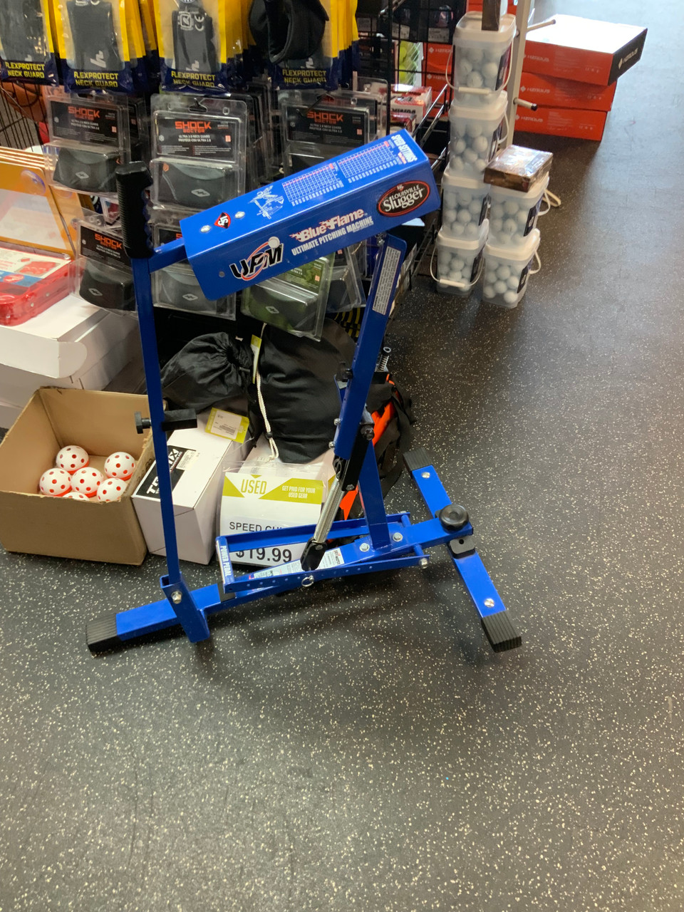Used Louisville Slugger BLUE FLAME BB/SB Pitching Machine Royal Blue