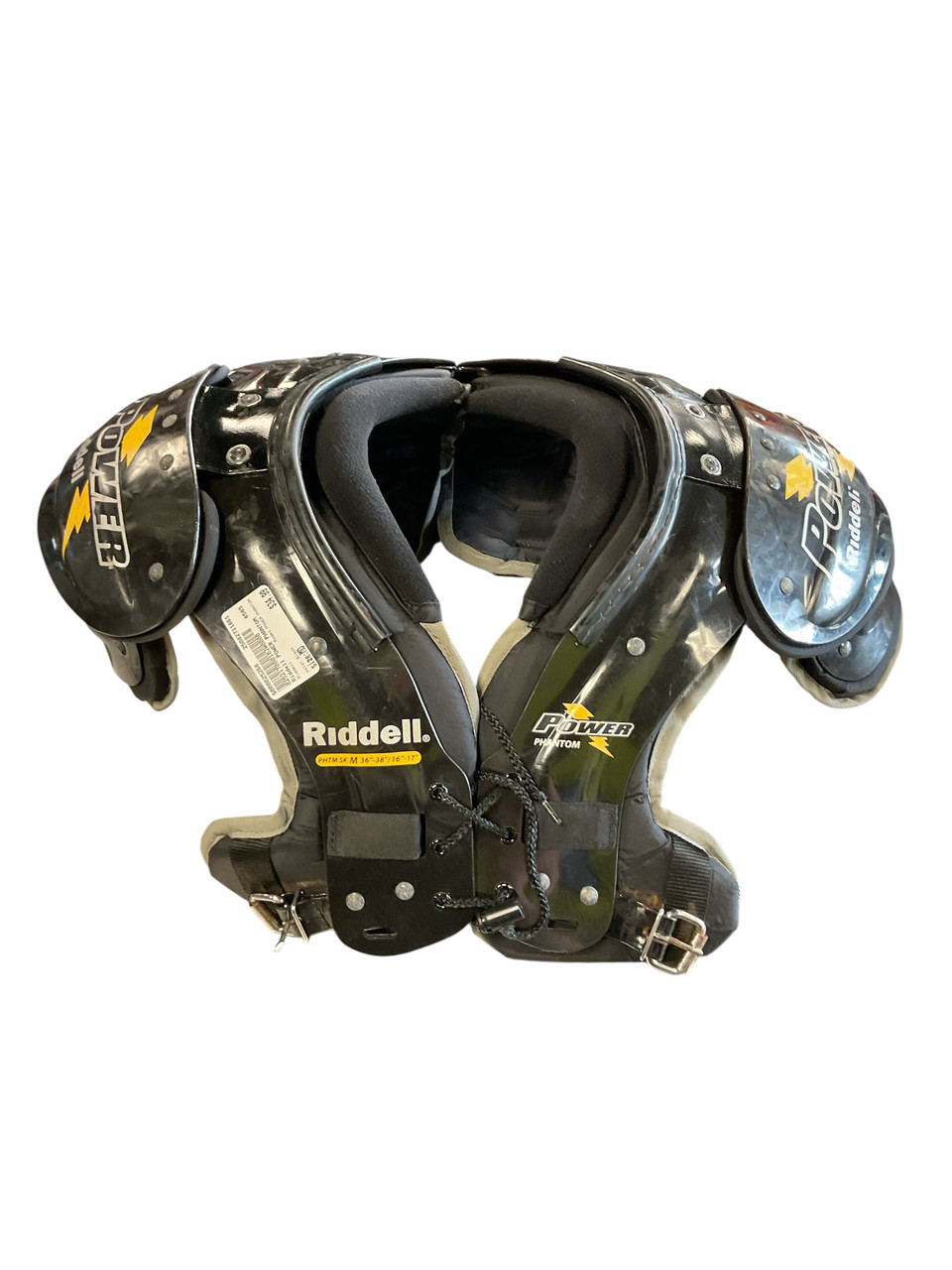 Used Riddell POWER PHANTOM FB Shoulder Pads Black MD