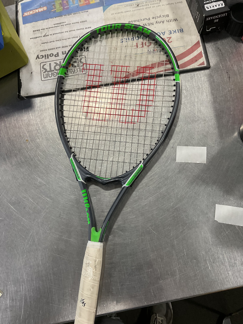 Used Wilson TOUR SLAM Adult Tennis Racquet Green 3/8