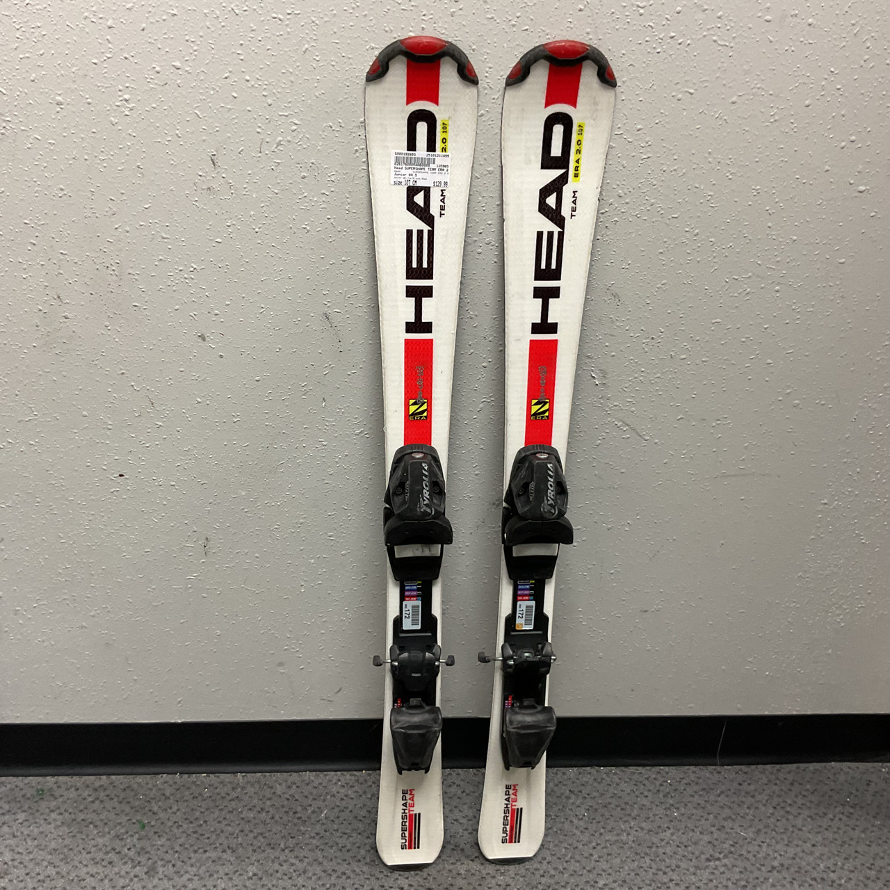 Used Head SUPERSHAPE TEAM ERA 2.0 Boys DH Ski/Binding White/Black