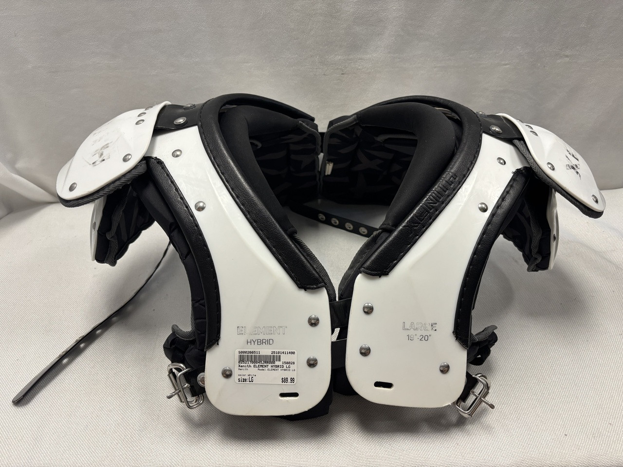 Used Xenith ELEMENT HYBRID LG FB Shoulder Pads White LG