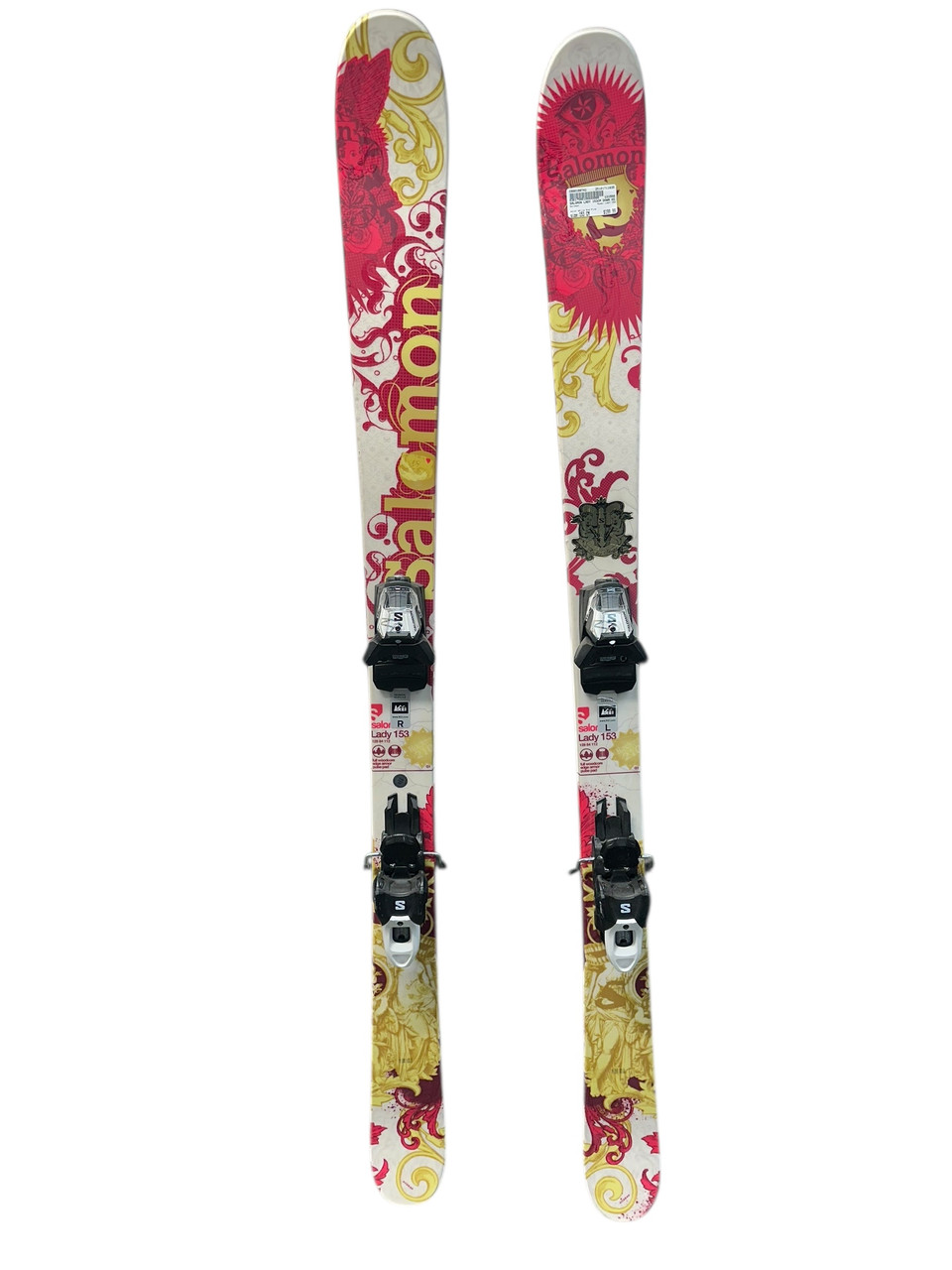 Used Salomon LADY 153 Womens DH Ski/Binding White And Pink 153 cm