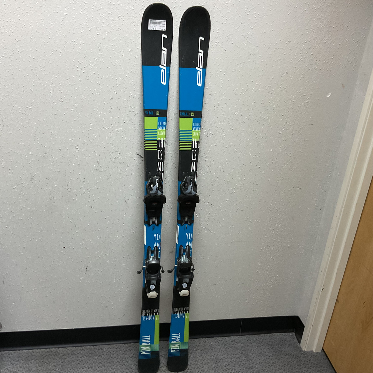 Used Elan PINBALL Boys DH Ski/Binding Black And Navy Blue 150 cm
