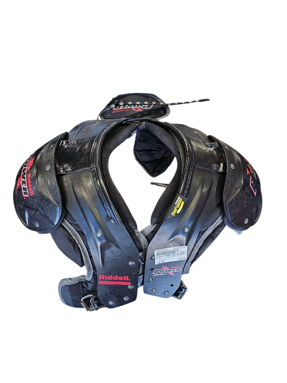 Used Riddell POWER JPK+AP PADS FB Shoulder Pads Black XS