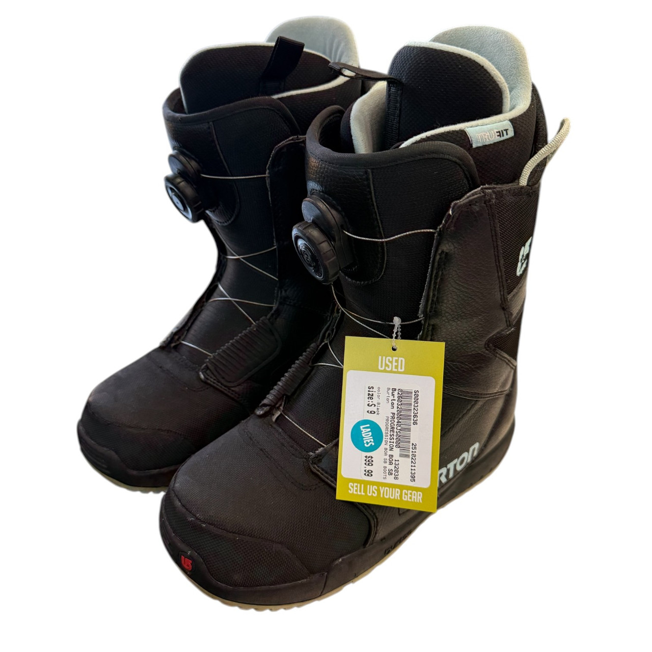 Used Burton PROGRESSION BOA SB BOOTS Womens Snowboard Boots Black