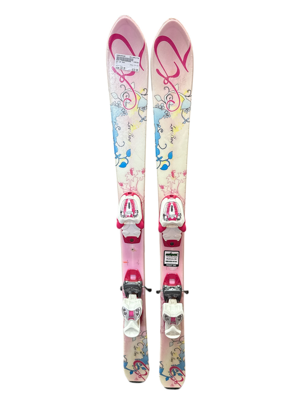 Used K2 LUV BUG Girls DH Ski/Binding Pink 110 cm
