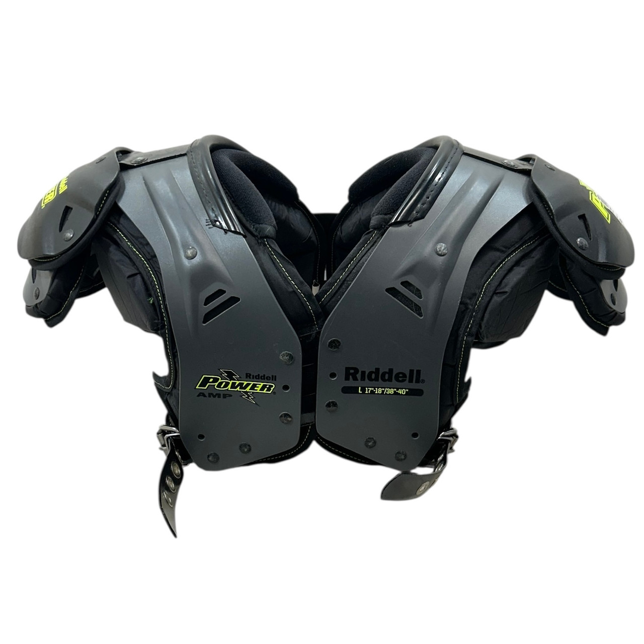 Used Riddell POWER AMP FB Shoulder Pads Grey LG