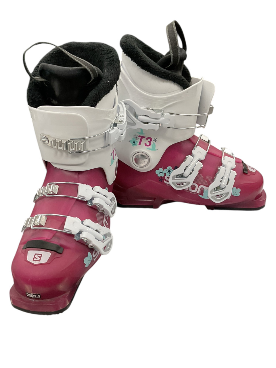 Used Salomon T3 Girls DH Ski Boot Pink 225 MP - J04.5 - W5.5