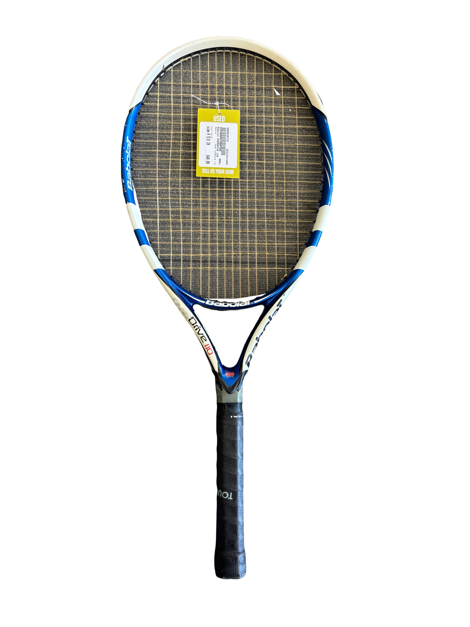 Used Babolat OVERDRIVE 110 Adult Tennis Racquet White 4 5/8