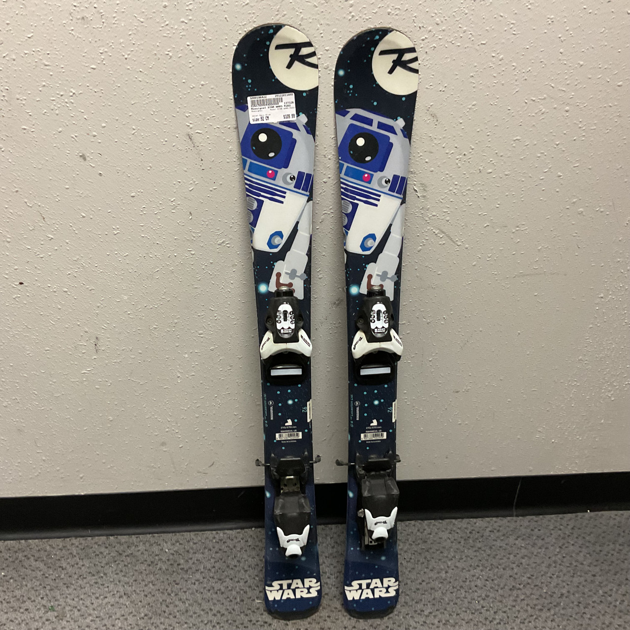 Used Rossignol STAR WARS R2D2 Boys DH Ski/Binding Navy Blue 92 cm