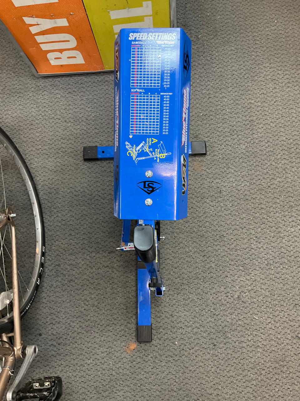 Used Louisville Slugger BLUE FLAME MANUAL PITCHING MACHINE Field