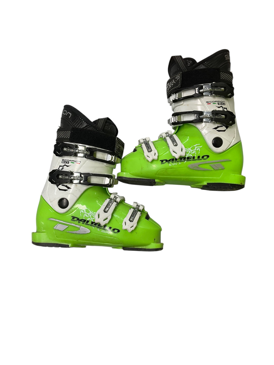 Used Dalbello SCORPION 60 Boys DH Ski Boot Green 215 MP - J03