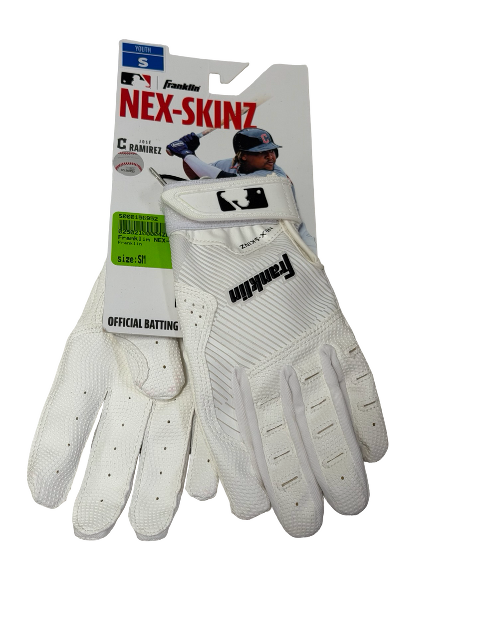 New Franklin NEX-SKINZ Youth Batting Gloves White MD