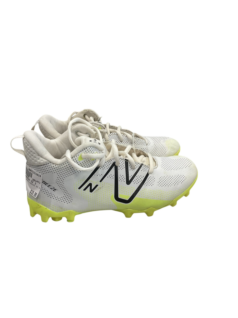m Used New Balance FREEZE SZ 3 LAX Cleats Boys White Junior 03