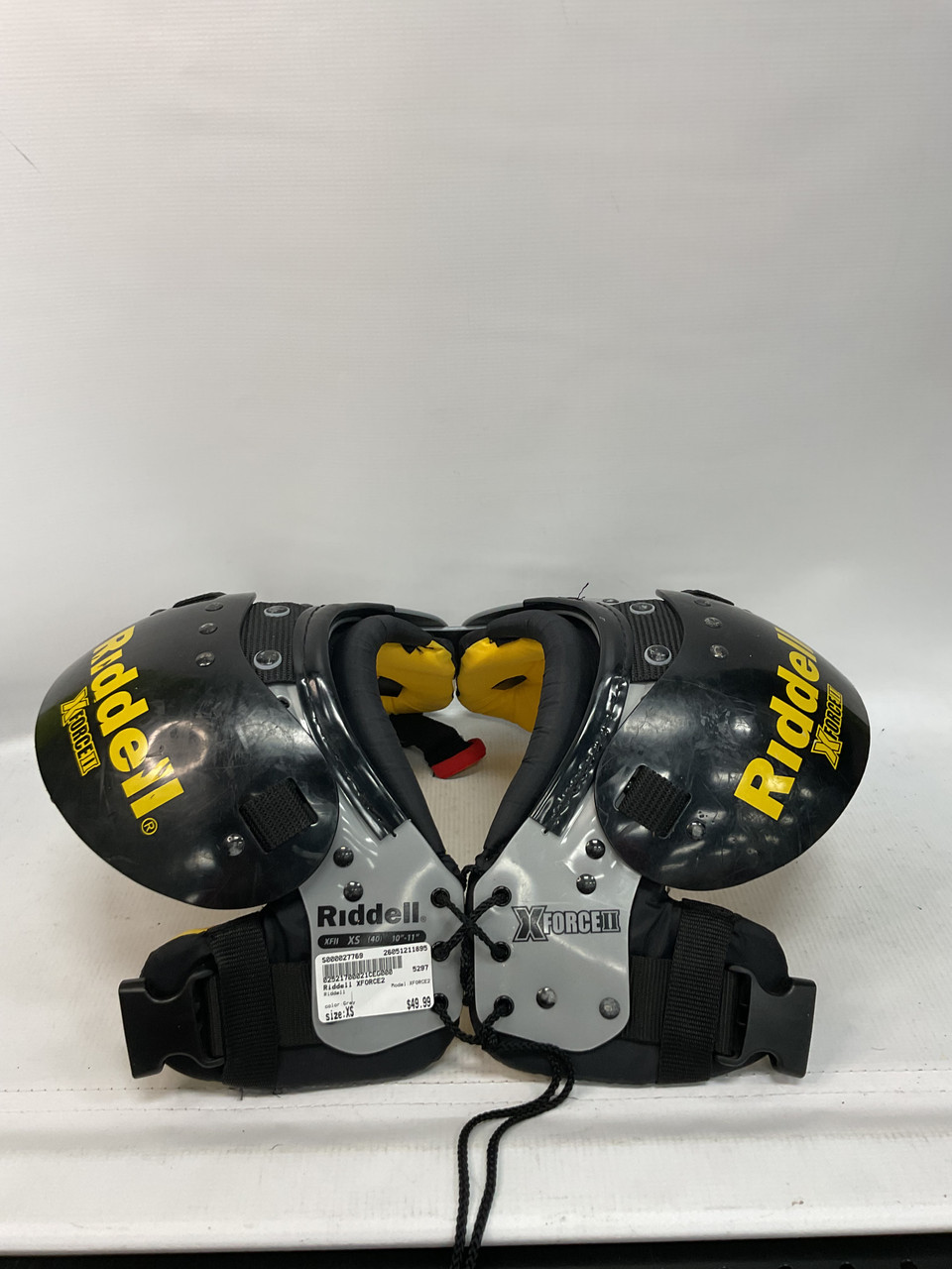 Used Riddell XFORCE2 FB Shoulder Pads Grey XS