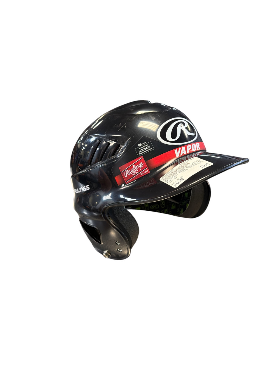 Used Rawlings VAPOR BATTING HELMET Batting Helmet No Mask Black MD