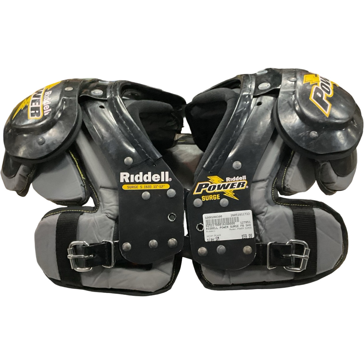 Used Riddell POWER SURGE FB Shoulder Pads Black SM