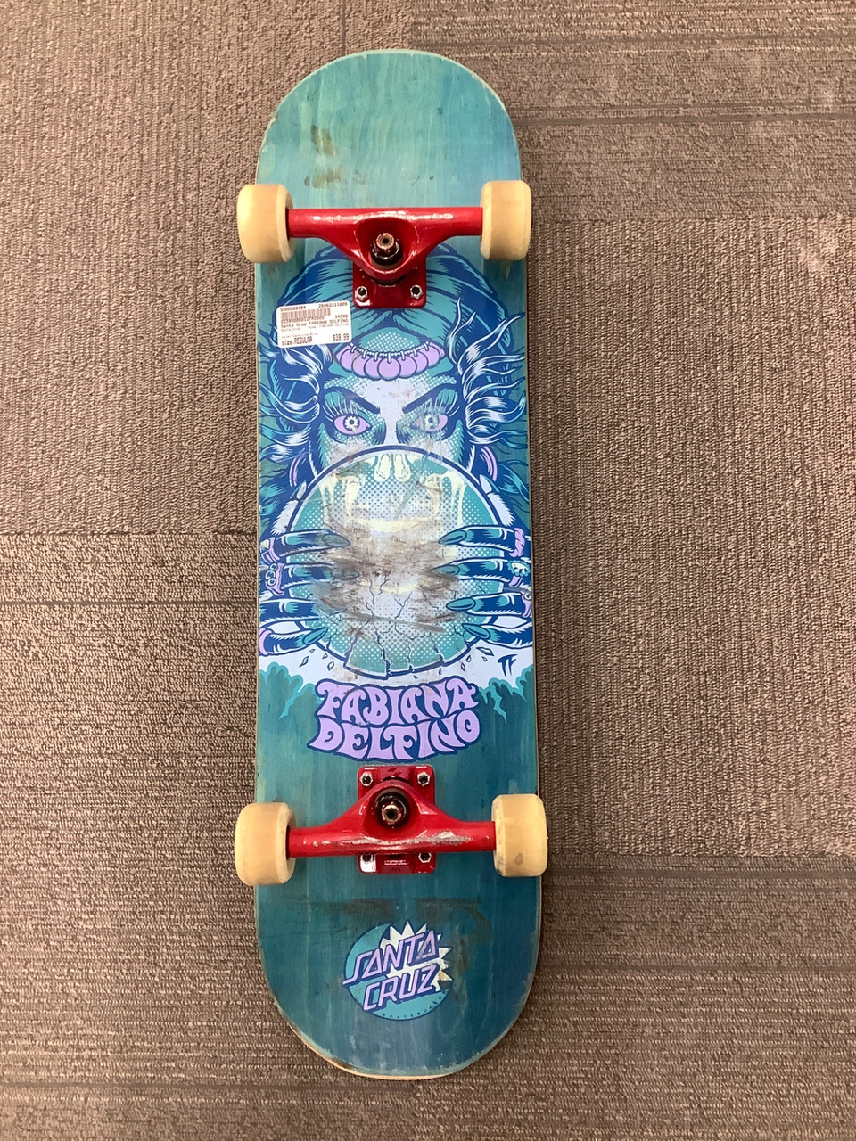 Used Santa Cruz FABIANA DELFINO Complete Skateboard Carolina Blue