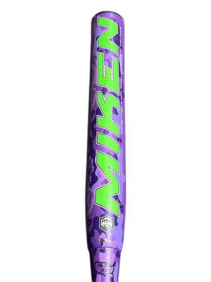 Used Miken MANIAC 2 PIECE 34IN -6 BB/SB Slowpitch Bat Purple 34