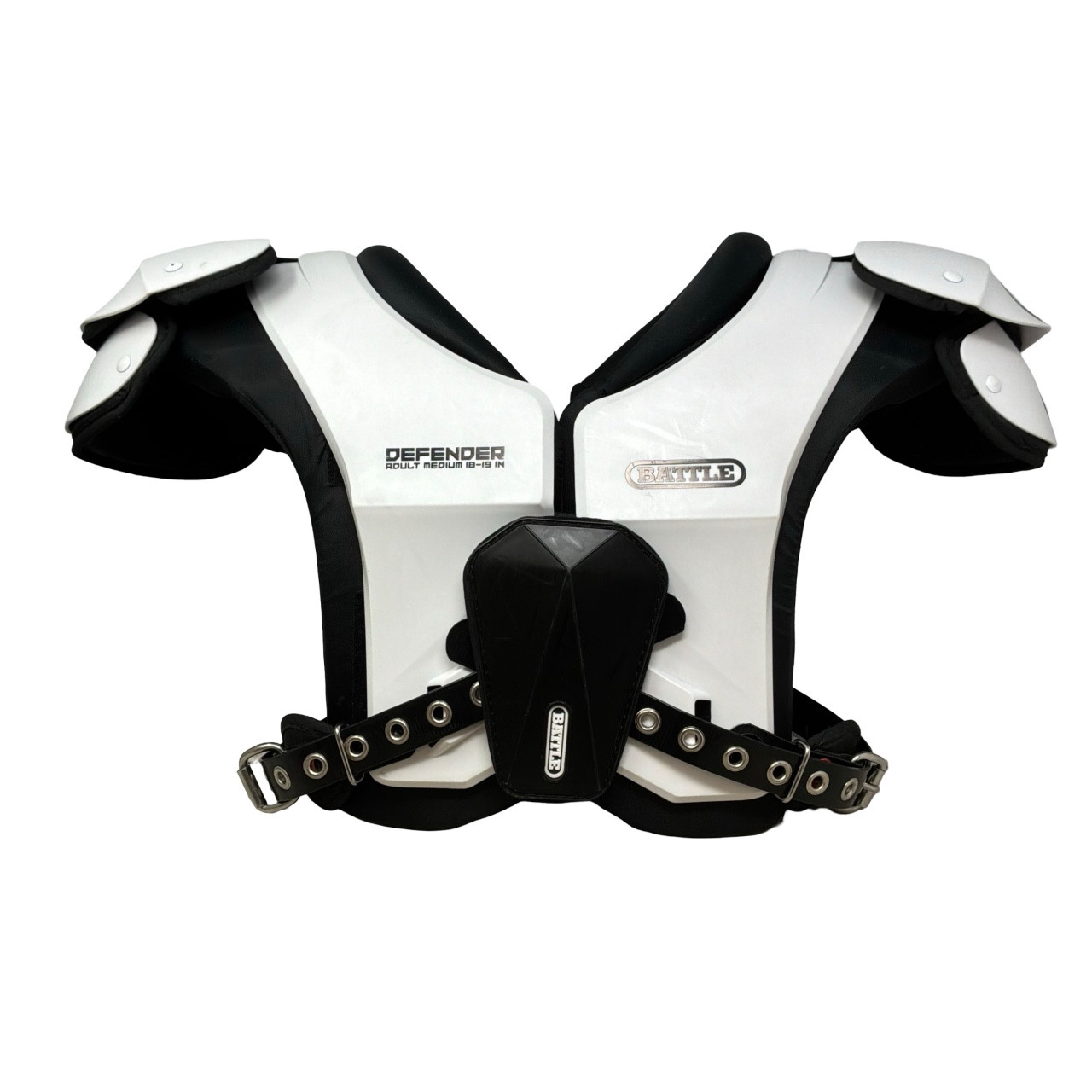 Used BATTLE DEFENDER FB Shoulder Pads White MD