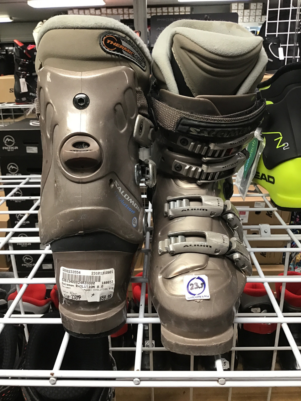 salomon 8.0 evolution ski boots Used Salomon EVOLUTION 8.0 Girls DH Ski Boot Brown 230 MP - J05