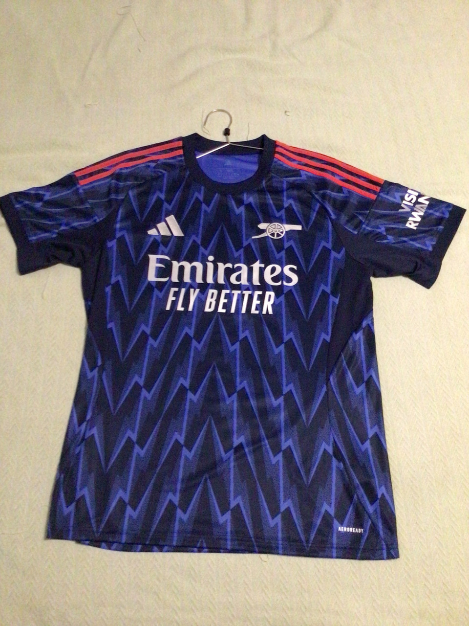 NSKI アーセナル L Used Adidas ARSENAL SAKA JERSEY Soccer Top Adt Royal Blue And Red LG
