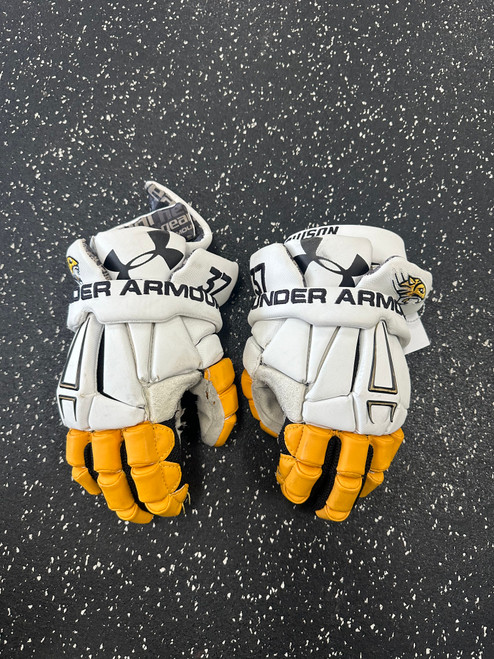 Vist Large View of Product Image Which is Used Under Armour TOWSON COMMAND PRO Lacrosse Gloves Mens White MD