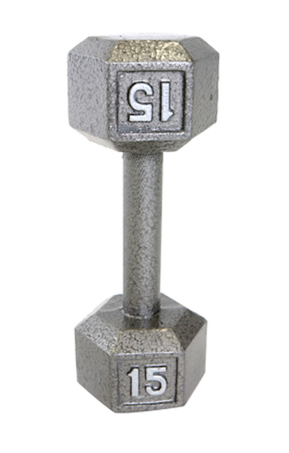 Vist Large View of Product Image Which is New CAP 15LB CAST IRON HEX DUMBBELL - GRAY - SDG015