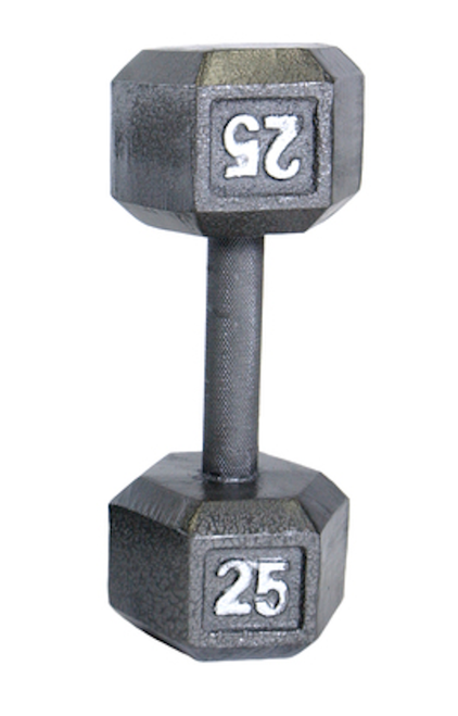 Vist Large View of Product Image Which is New CAP 25LB CAST IRON HEX DUMBBELL - GRAY - SDG025