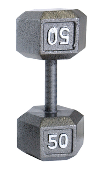 Vist Large View of Product Image Which is New CAP 50LB CAST IRON HEX DUMBBELL - GRAY - SDG050