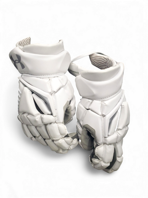 Vist Large View of Product Image Which is Used Under Armour ENGAGE 2 Lacrosse Gloves Mens White MD
