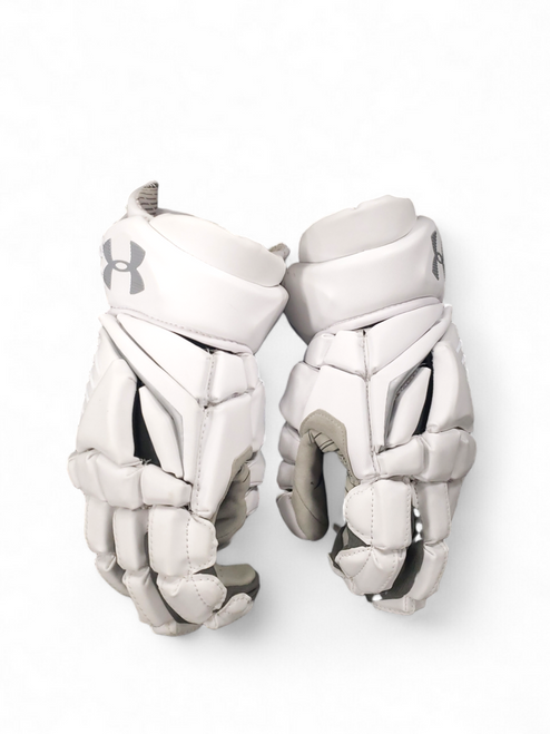 Vist Large View of Product Image Which is Used Under Armour ENGAGE 2 Lacrosse Gloves Mens White MD