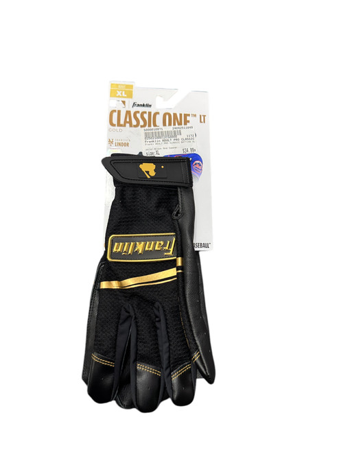 Vist Large View of Product Image Which is Used Franklin ADULT PRO CLASSIC BATTING GLOVES BB/SB Batting Gloves Black And Copper XL
