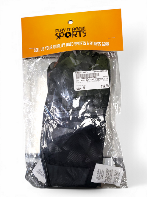 Vist Large View of Product Image Which is Used Cutters CUTTERS FOOTBALL GLOVES FB Gloves Black 3X