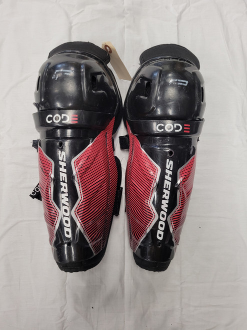 Vist Large View of Product Image Which is Used Sher-wood CODE Youth Shin Guards Black 9"