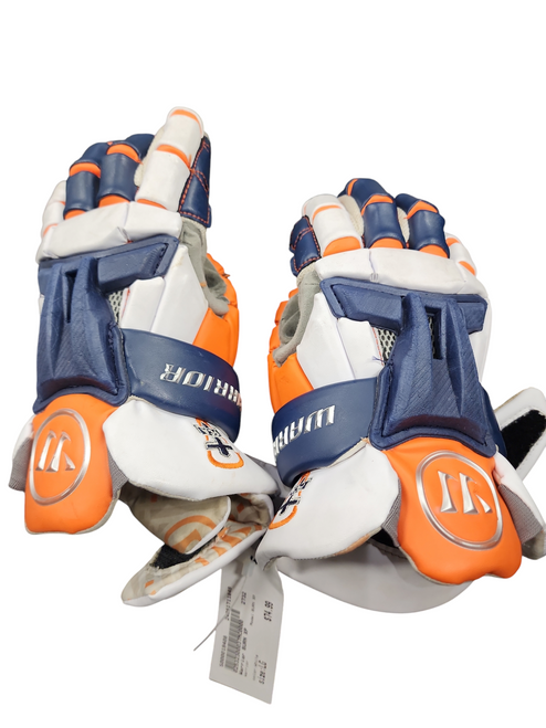 Used Warrior BURN XP Lacrosse Gloves Junior White LG 11849-S000019408