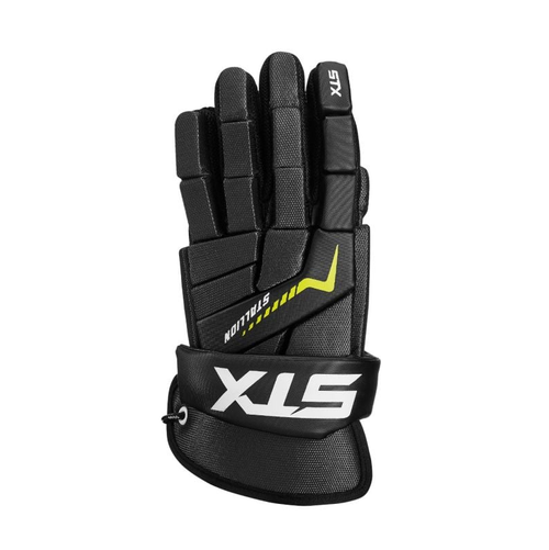 Vist Large View of Product Image Which is New STX Stallion 200 Lacrosse Gloves Black Small STX Lacrosse Men's Lacrosse Gloves