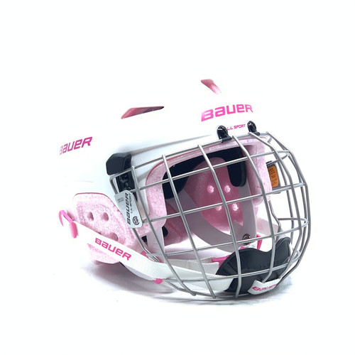 Vist Large View of Product Image Which is BAUER LIL SPORT ICE HOCKEY HELMET COMBO PINK
