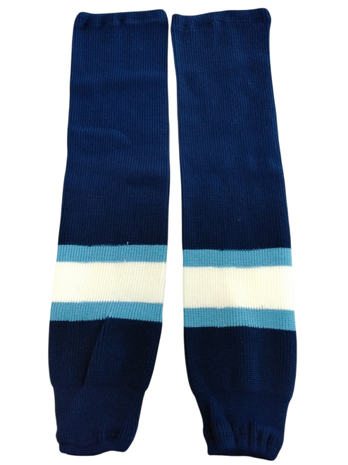 Vist Large View of Product Image Which is Used Hockey Sock Navy Blue And Carolina Blue Adult