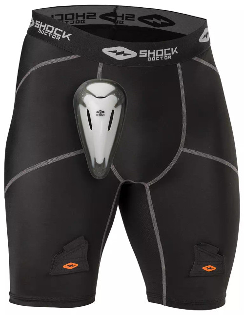 Vist Large View of Product Image Which is New Shock DR CORE COMP SHORT Hockey Jock Black SM