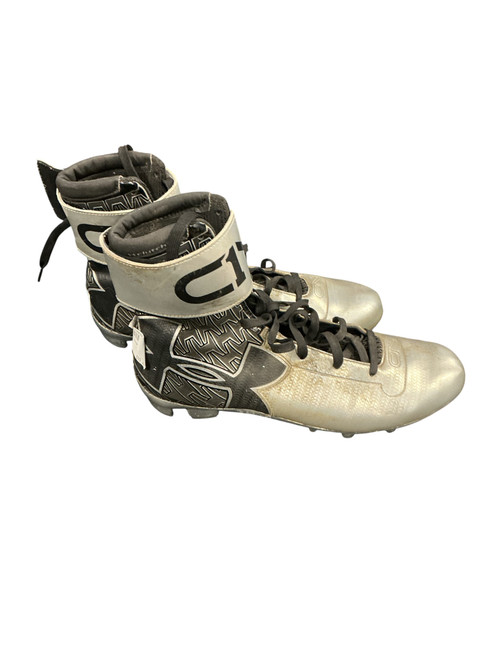 Vist Large View of Product Image Which is Used Under Armour Adult FB Cleats Grey Senior 9